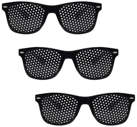 Onperpoe 3 Stück Augentrainer Lochbrille Schwarze Rasterbrille Pinhole Glasses Unisex Motion Sickness Glasses Komfortable Lochbrille für Augentraining zur Entspannung Gitterbrille mit Faltbaren