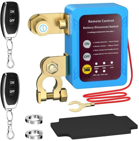 Afenau Trådlös fjärrstyrd bilavskiljare, batteriseparator 12 V 240 A med fjärrkontroll och LED-voltage display, batteriläsare döda brytare för bil, husbil, ATV, lastbil, båt