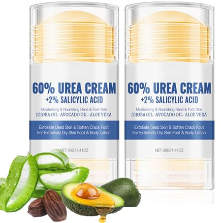 2pcs Crema all'urea più acido salicilico, crema per i piedi per talloni secchi e ruvidi, piedi, ginocchia, gomiti, mani (2pcs)