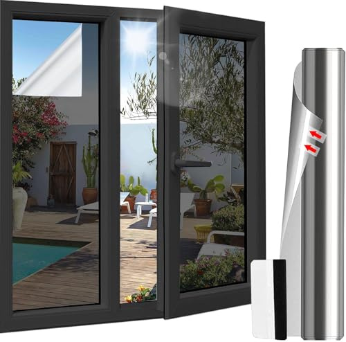 Antrect Pellicola a specchio per finestre, 40 x 200 cm, pellicola anti calore, filtro anti UV, pellicola oscurante finestra, filtro per finestra anti sguardi per soggiorno, camera da letto, ufficio