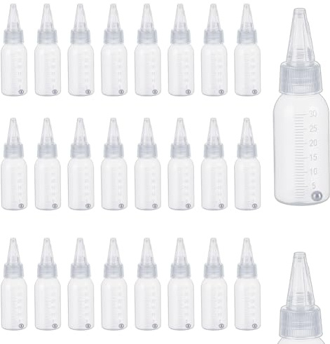 NBEADS 24 botes de pintura para aerógrafo, 30 ml/1.01 fl recipientes de pintura de plástico con frascos de almacenamiento para pintura de bola para accesorios de pintura y artesanía, 2,9 x 10,1 cm