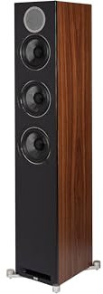 ELAC Debut Reference Floor Standing Speaker, Walnut or Oak Single Tower Speakers for Home Theater, Black Baffle with Walnut Sides