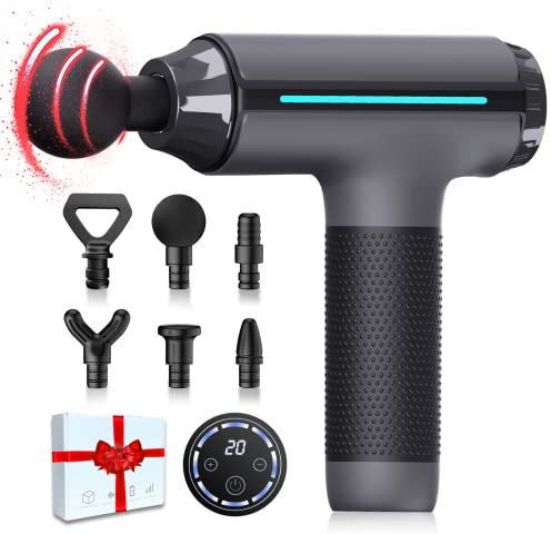 Valentines Gifts for Her Him Massage Gun Deep Tissue Portable Handheld Muscle Massager,Super Quiet Percussion Massager 20 Adjustable Speeds & 6Total Attachments