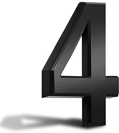 3 Inch Front Door Numbers, 3D Self Adhesive House Numbers Plaques Waterproof Mailbox Signage DIY Chrome Polished Address Numbers Sign for Home Office Hotel Apartment Door Room Wall, Black (4)
