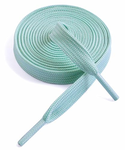 VSUDO 28 Inches Mint Green Fine Weave Flat Shoe Lace for Sneaker, 5/16” Width Flat Sneaker Shoestring, Flat Sneaker Shoelace, Flat Shoe String for Running Athletic Shoes (1 Pair-Mint Green-70CM)