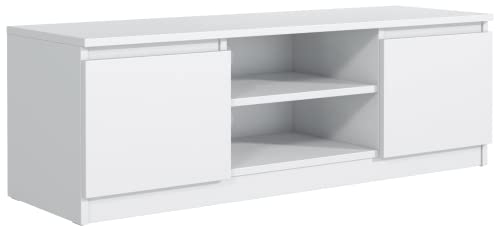 meble masztalerz Mobile TV Bianco Opaco con 2 cassetti e 2 ante, 140 cm, Mobile TV, Mobiletti, Aarmadietti Salvaspazio, Supporto TV, Mobile Soggiorno, Mobiletto Multiuso