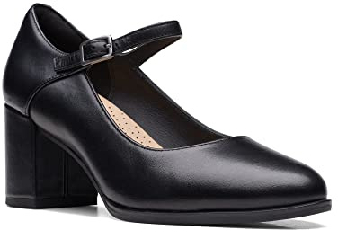 Clarks Freva55 Strap Womens Black Leather, 5.5