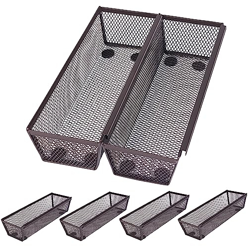 Winter Shore Besteckkasten für Schubladen aus Bronzefarbenem Draht [6 Pack] - Schubladen Organizer mit Ineinandergreifenden Seiten & Rutschfesten Gummipads - Erweiterbarer Besteck Organizer