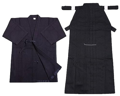 ZooBoo Mens Kendo Aikido Hapkido Martial Arts Keikogi and Hakama Suit (Blue&Black, L)