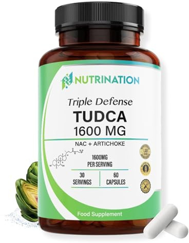 Tudca Supplement 1600mg | 99.2% Pure 1400mg TUDCA, 100mg Artichoke Extract & 100mg NAC | 60 High Potency Capsules | Tauroursodeoxycholic Acid - Bile Salt for Liver Support & Digestion | Lab Tested
