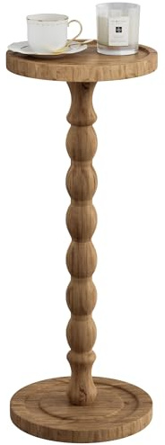 Caossuixin Wooden Round Side Table, Round Bar Table, Coffee Table, Small Bedside Table for Cocktail Bar Home Bar Pub Coffee Tea Dining Bistro Table, for Small Spaces, Bedroom, Sofa - Dunkle Holzfarbe