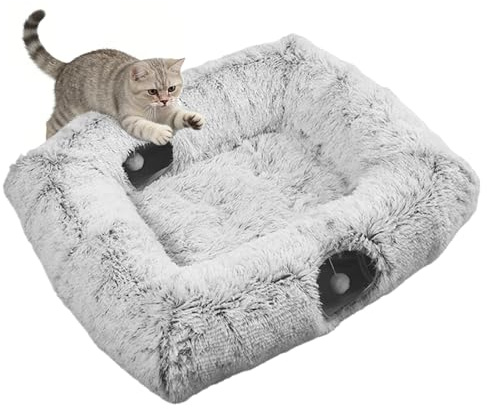 Lit Chat avec Tunnel Grotte rectangulaire d'animaux avec 4 entrées