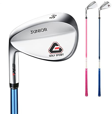 Golf Sand Wedge Left Handed Junior 3-12 Year Kids Boys Girls 56 Degree Lob Club Wedge with Wide Sole for Golf Learning Swing (Left,Age 3-5,Blue)