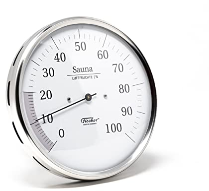 Fischer 191.01 - Sauna-Hygrometer synthetisch - 130mm Sauna-Luftfeuchtigkeitsmesser aus Edelstahl - Made in Germany