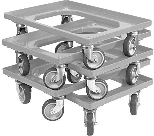 5 Stück Transportroller für Kisten 60 x 40 cm mit 4 Lenkrollen in grau