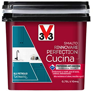 V33 Smalto Rinnovare Perfection Cucina Blu Petrolio Satinato 0,75 L