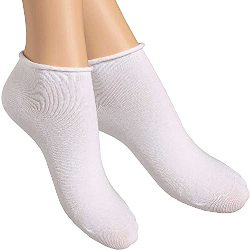 alber’s SENSITIVE MINI – Pack da 5 paia di calze da donna in cotone con polsino estensibile, senza elastico, super comfort, col. bianco | 39-41