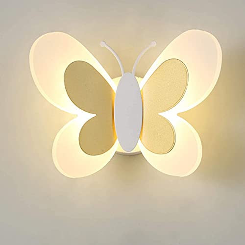 AOOPOO Lampada Muro LED Bambini Cameretta della Lampada Applique A Farfalla Applique da Parete della Scuola Materna in Acrilico Butterfly Light, Luce Parete Interni per Vivaio Stanza Bambin (White)