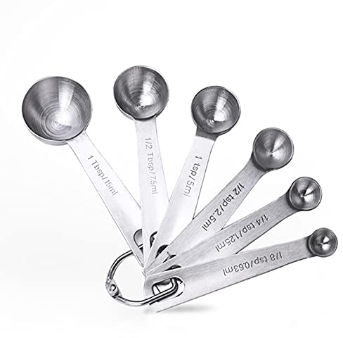 6 Pcs Ensembles de cuillères doseuses,Cuillères et Tasses à Mesurer en Acier Inoxydable Mesures pour Mesurer Sec et Ingrédients Liquides,Cuillère Doseuse en Acier Inoxydable
