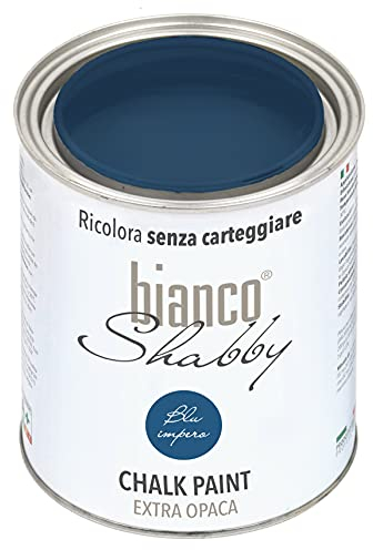 bianco Shabby® Chalk Paint Blu Impero Peinture à la craie pour meubles et murs, effet vintage, shabby chic, extra mat (1 Litre)