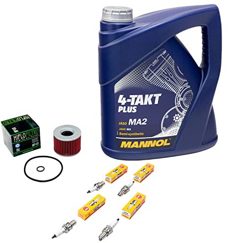 Wartungspaket Öl 4L + Ölfilter + Zündkerzen für Yamaha XJR 1200 XJR 1300 4PU RP02 RP06 RP10 RP02 Baujahr 1995-2006
