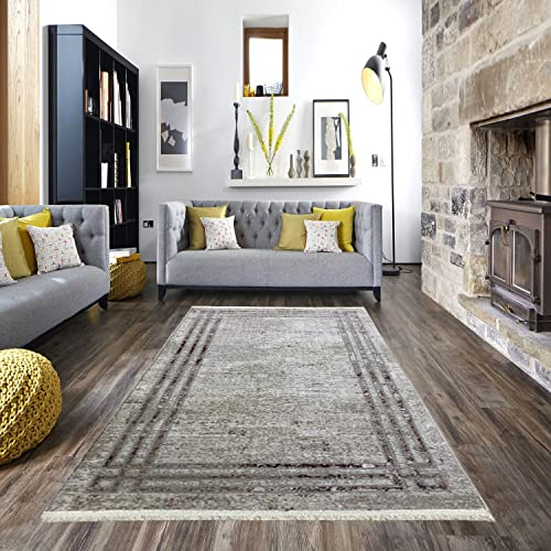 Carpetilla Designer Wohnzimmer, Kurzflor, Schlafzimmer Teppich Richmond Vintage Teppich Wohnzimmer Rose Creme Muster (80 x 150 cm)