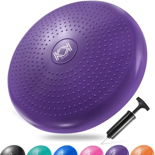 KK Balance Wobble Cushion for Men and Women, Inflatable Anti-Slip Stability Board for Physio, Posture & Fitness, Wobble Cushion (34cm) Balance Board & Fidget Cushion (Purple)