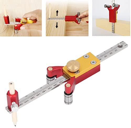 Szliyands Latest Models Multifunctional scribing Ruler Parallel line Drawing Tool Gauge with Straight line arc Measurement DIY Woodworking scribing Tool