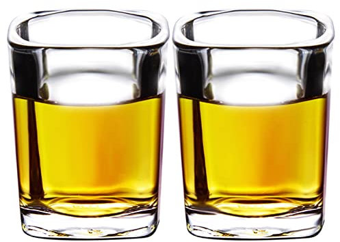 PARACITY Juego de 2 vasos de chupito Cool con base pesada, vasos de chupito pequeños líquidos para café espresso, whisky, vodka, regalo para hombres, 56.7 g/60 ml