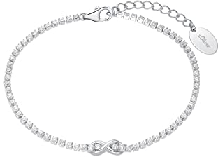 s.Oliver Armband 925 Sterling Silber Damen Armschmuck, mit Zirkonia synth., 17+3 cm, Silber, Infinity, Kommt in Schmuck Geschenk Box, 2034964