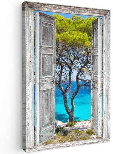 MuchoWow© Quadri su Tela 40x60 cm Foto Quadro Moderno Soggiorno Canvas Decorazioni Camera da Letto Albero - Tropicale - Mare - Vista - Spiaggia