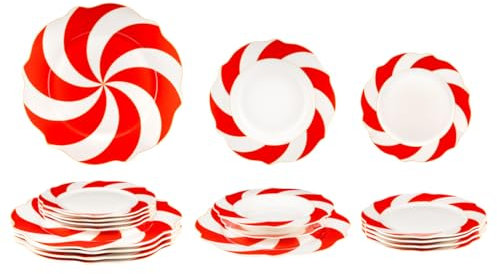 Nataland Servizio Piatti Natalizio Tondo Da 18 Pezzi In Porcellana Bone China Finemente Dipinta, Ideale Per Decorare Con Eleganza E Originalità La Tua Tavola
