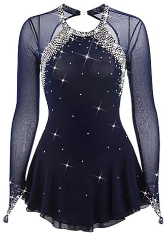 LIUHUO Gonna da Pattinaggio da Donna, Costume da Pattinaggio per Ragazze, Semplice, generoso, Pattinaggio Artistico, Vestito da Donna, Marina Militare, S