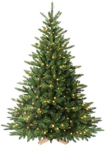 SHareconn 210cm Künstlicher Weihnachtsbaum, 1381 Dichte Zweige mit Stabilem Ständer aus Kiefernholz, 400 Mehrfarbige RGB-Lichter für Weihnachtliche Feiertagsatmosphäre