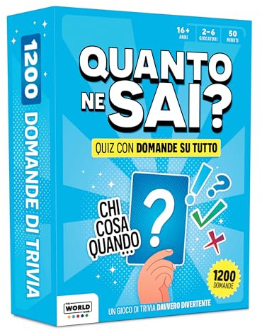Quanto ne sai? - Versione Italiana - Giochi da Tavolo Adulti con 1200 Domande - Divertente Gioco di Trivia - Giochi di Società con Carte di Trivia - Giochi da Viaggio per Famiglia e Adolescenti