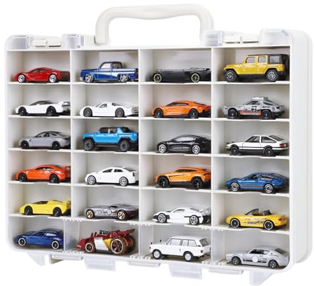 Saichotoy Boîte de Rangement présentoir de Transport pour Voitures Jouets à l'échelle 1/64, Organisateur Transparent Double Face à 48 emplacements
