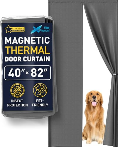 Flux Phenom Thermal Insulated Door Cover - Easy Install - Temperature Protection Barrier, Keeps Warm Air in, Magnetic Door Curtain for Winter - 40x82