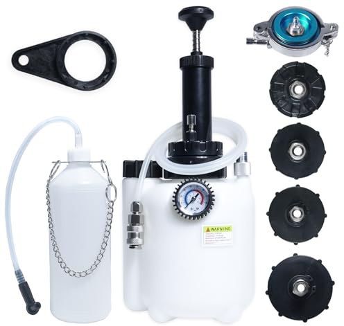 3L Manueller Bremsflüssigkeitsentlüftungssatz mit 1L Entlüftungsflasche, 43mm Bremsenentlüftungsadapter und 4 Hauptzylinderadapter Kompatibel mit Toyota, Lexus, Chrysler, Dodge, Jeep, Nissan, Ford usw
