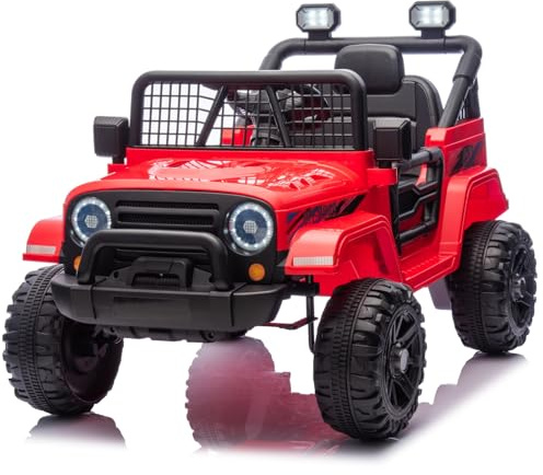 LEADZM Kinder Elektroauto, Elektroauto für Kinder 12V, 4 Eva Räder, 12V 7ah, Fernbedienung, Kinderauto Kinderfahrzeug (Rot 1)