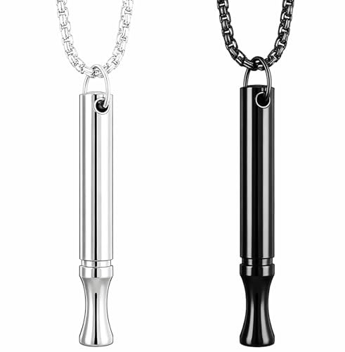 deegbbyi 2 Stück Rauchentwöhnung Hilfsmittel, V2 Halskette Rauchfrei Original, Raucherentwöhnung Kette mit Pfeif, Perle Atemhalskette, für Männer und Frauen Nichtraucher Gegen Panikattacken Atemkette