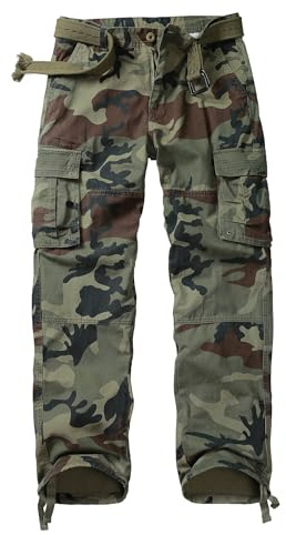 AKCARGO Men’s Cargo Pants Relaxed Fit Camo Work Pants Casual Tactical Hiking Pants with 6 Pockets No Belt C29 Camo 36