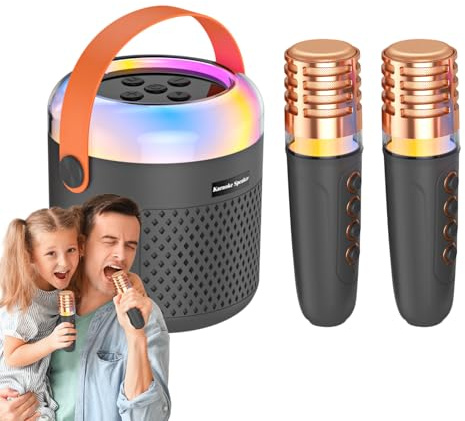 Mppchhn Machine À Karaoké pour,Boîte à Sons avec Lumières LED | Haut-Parleur de Karaoké Portable avec Microphone | pour Camping Voyage Maison Pratique De Chant Salle De Classe Anniversaire Fête