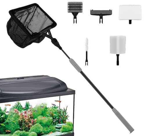 Outils de Nettoyage pour Aquarium | Kit six en un de Brosses et Racloirs pour Aquarium,Nettoyeur Télescopique pour Bac à Poissons,pour d'Intérieur Terrarium Maison Eau Douce Eau Salée