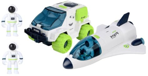 Veemoon Vaisseau Spatial 1983 en Plastique 1 Vaisseau, 1 Véhicule D’Exploration et 2 Astronautes, Ensemble de Jouets Spatiaux Amusants pour Garçons et Filles, Développement Créatif