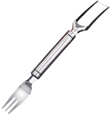 SECFOU Forchetta Affettatrice per Anguria in Acciaio Inox 2 in 1, Utensile per Tagliare Anguria e Melone Domestico, Taglia Cubetti di Frutta Rapido e Comodo per Cucina