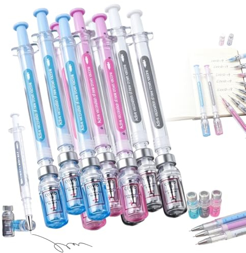 3/6/9-Pack Syringe Shaped Gel Pens, 2026 New Creative Syringe Shaped Gel Ink Pens, Nurse Accessories for Work and Nursing School Supplies, Beautiful Ballpoint Pen for Gift, Random Color (9pcs)