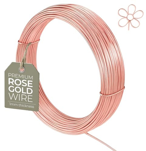 Filo Di Rame Placcato Oro Rosa 1,0mm (18 Gauge) x 4 m - Antiossidazione Per Gioielli, Scultura, Avvolgimento, Fai Da Te E Creazioni