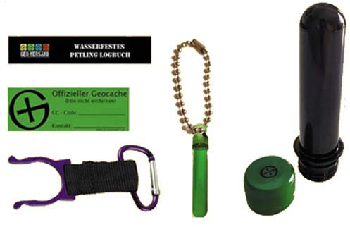 geo-versand Petling Set + TravelTag + Logbuch + Stift + FTF Deckel + Aufkleber Geocaching