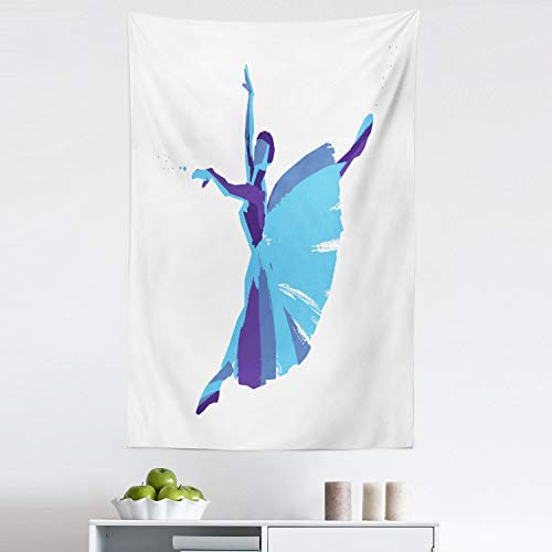 Lunarable Ballerina Tapestry, Silhouette of Classic Ballet Dance Pose, Fabric Wall Hanging Decor for Bedroom Living Room Dorm, 30 X 45, Sky Blue Quartz