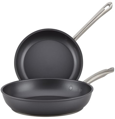 Anolon 81115 2-Piece Forged Hard Anodized Skillet Set, Aluminum, Moonstone